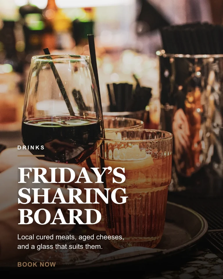 Post about Friday aperitivo, with a prompt to book a table