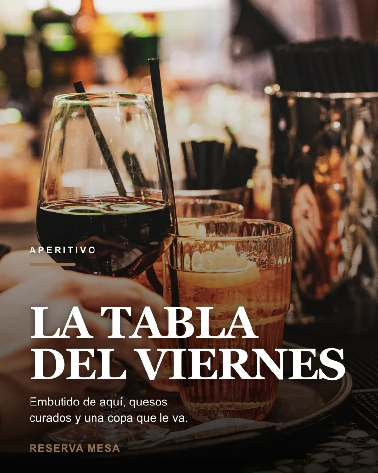 Post sobre el aperitivo del viernes, con llamada a reservar mesa