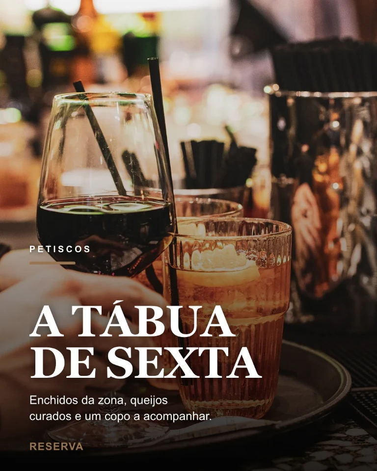 Post sobre o aperitivo de sexta-feira, com chamada para reservar mesa