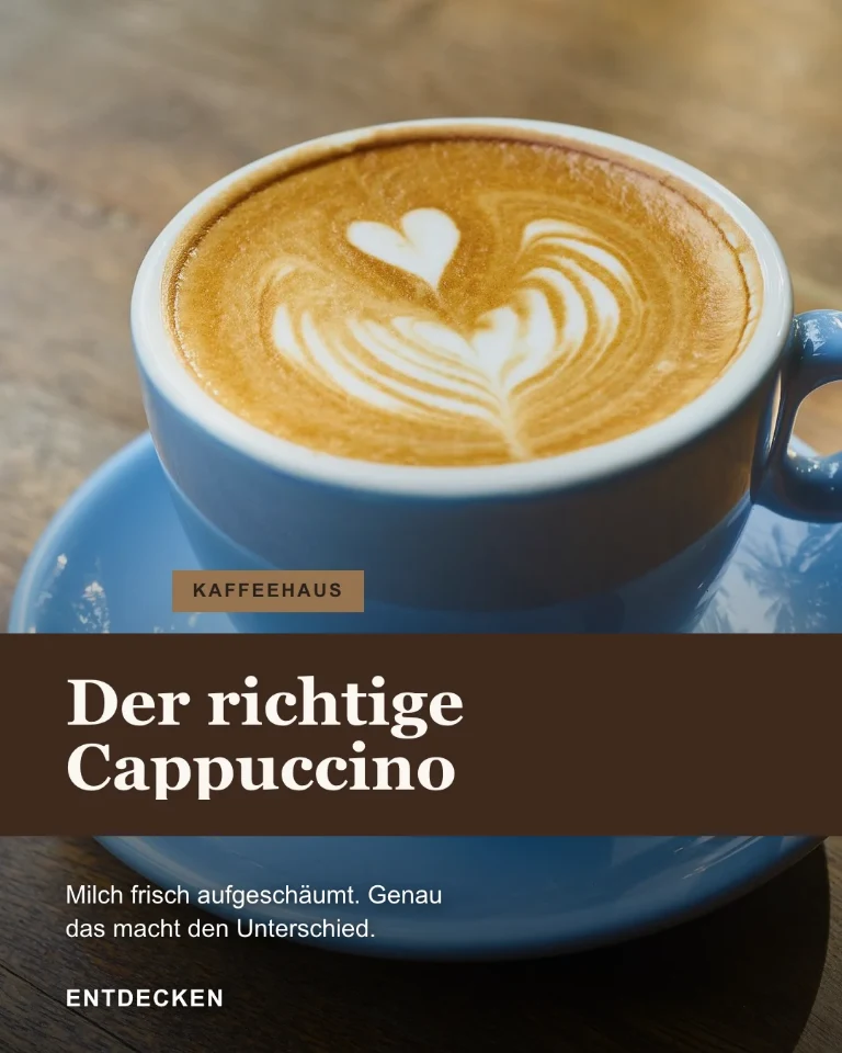 Post zum Cafébetrieb mit Cappuccino-Detail und Kategorie-Badge