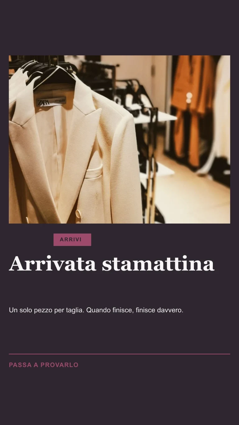 Storia verticale su un capo appena arrivato, con invito a provarlo