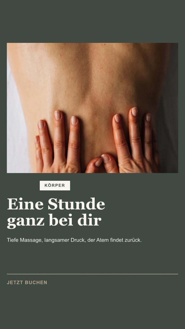 Vertikale Story über eine Körperbehandlung mit Aufforderung zur Terminbuchung
