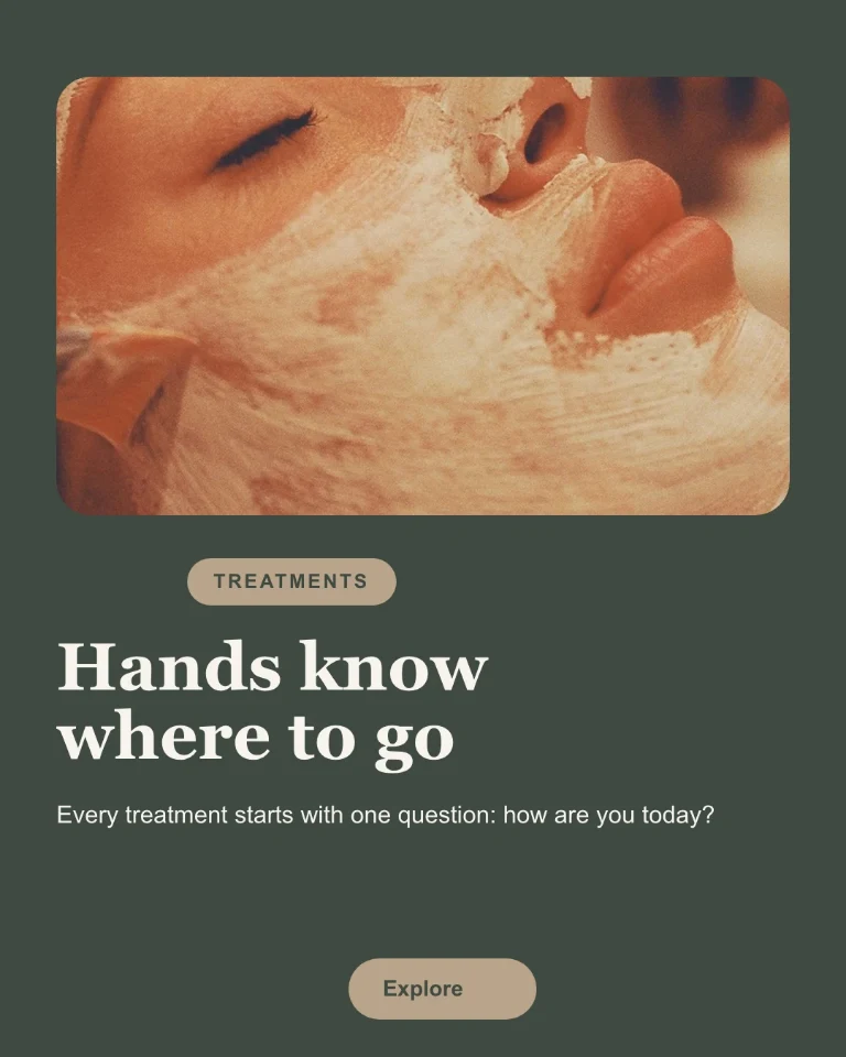 Post about facial treatments, with category badge and call to action