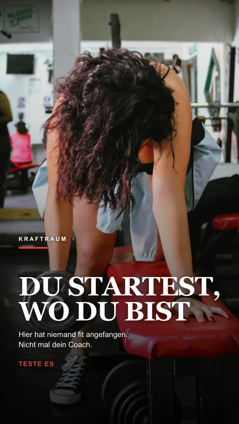 Vertikale Story zu einem Training auf der Freihantelfläche, mit Einladung zum Probetraining