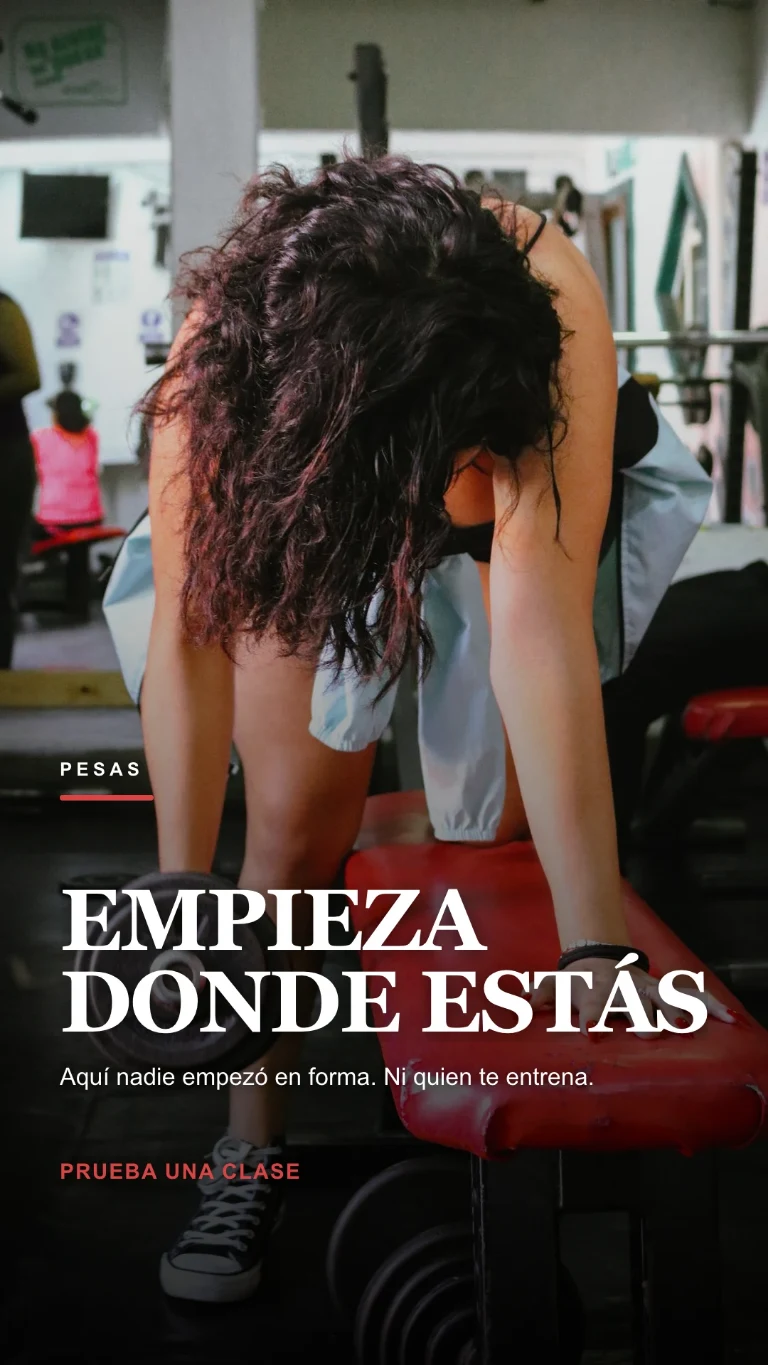 Story vertical sobre un entrenamiento en la sala de pesas, con invitación a probar