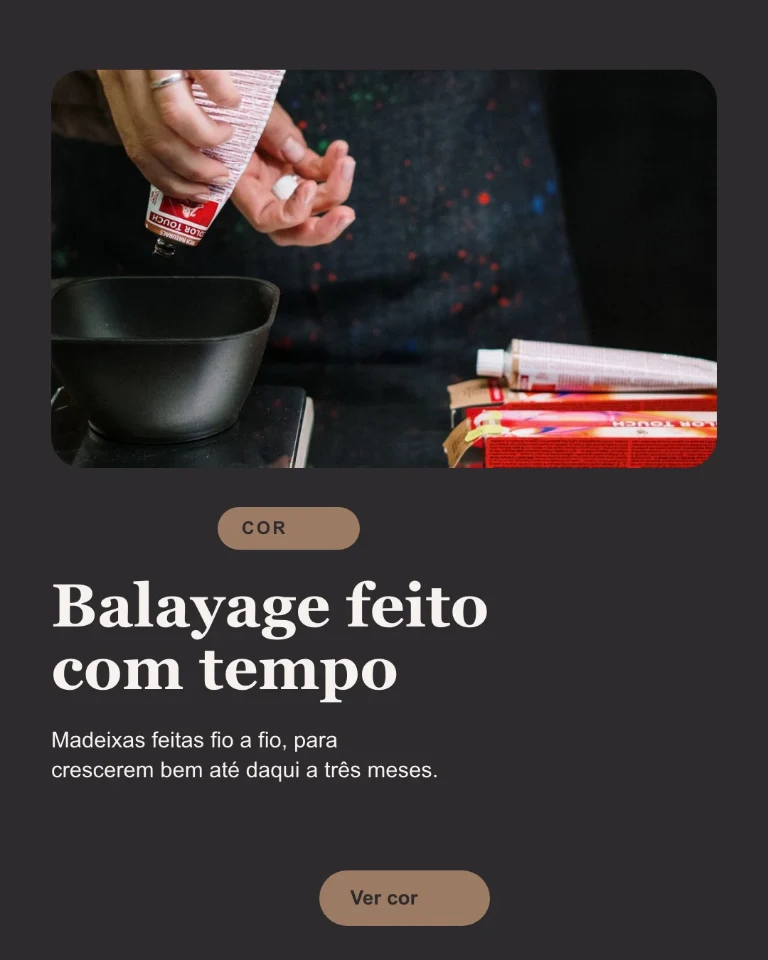 Post quadrado sobre balayage, com o texto a explicar a técnica e o selo da categoria «Cor»