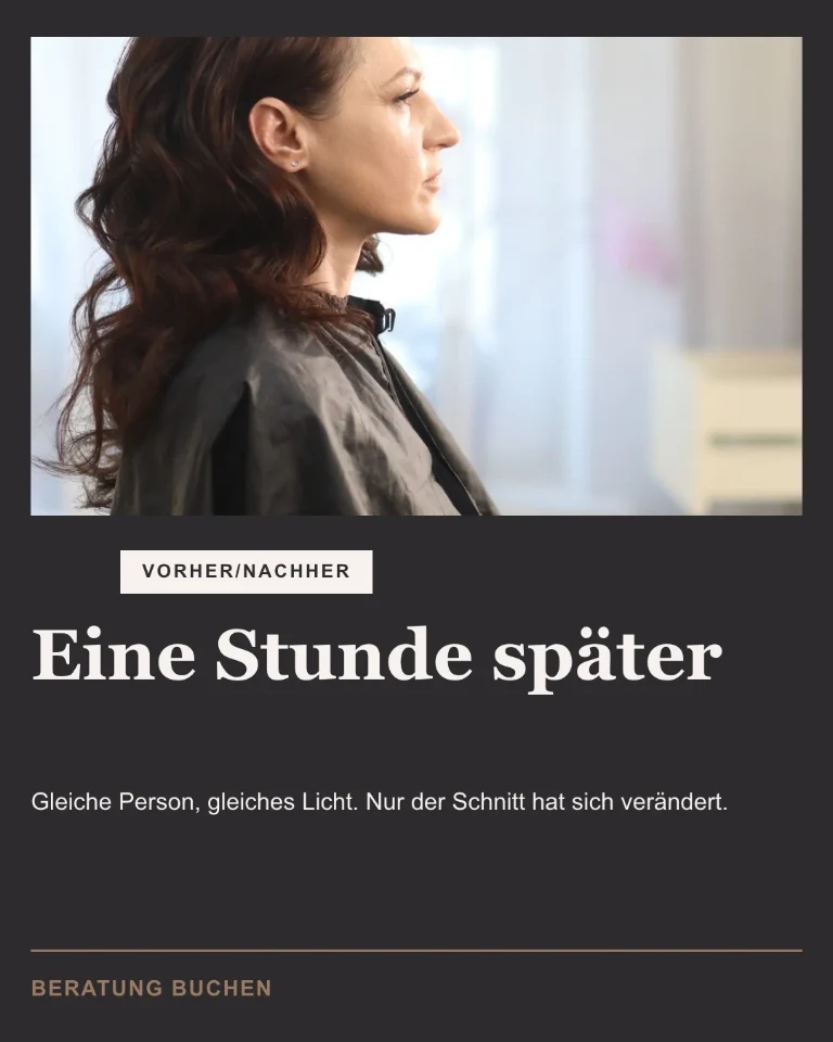 Post zum Endergebnis, Badge „Vorher/Nachher“ und Einladung zum Beratungsgespräch