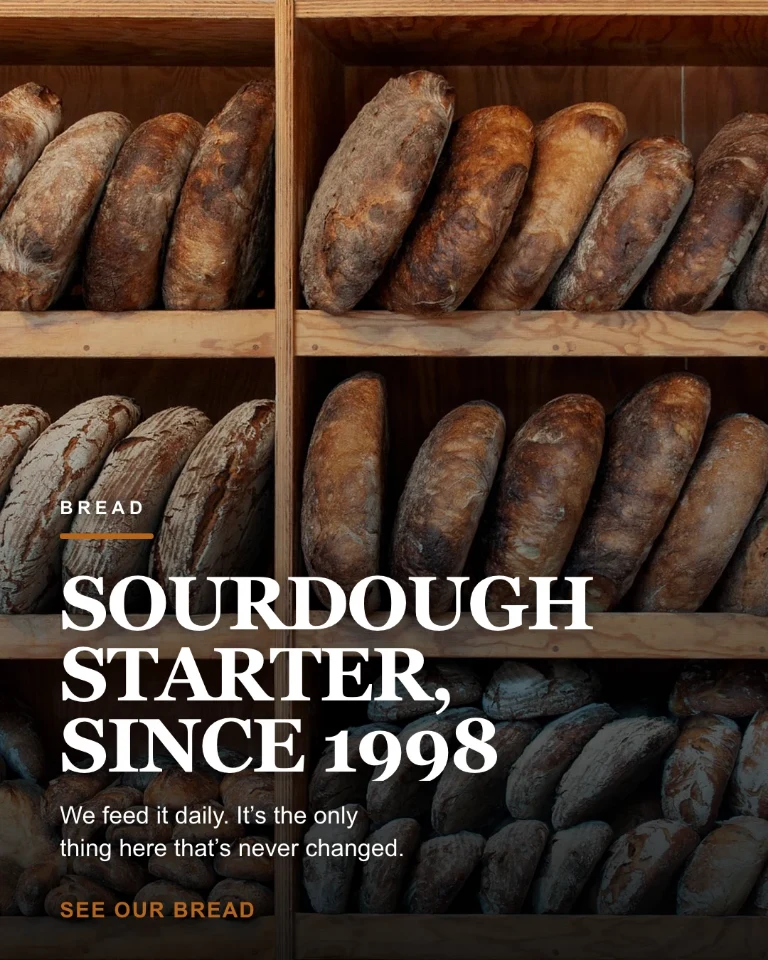 Post about sourdough starter and the bakery's own breads