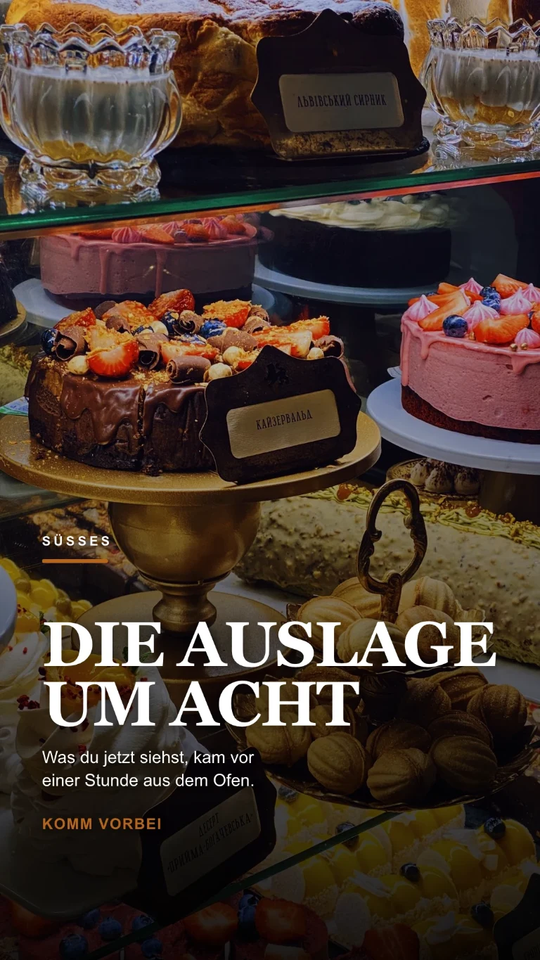 Vertikale Story zur Morgenvitrine, mit Einladung vorbeizukommen