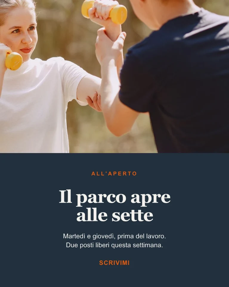 Post su un allenamento all'aperto, con le disponibilità della settimana