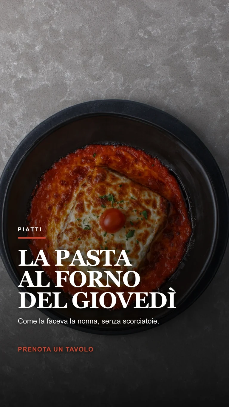 Storia verticale sul piatto del giorno, con la chiamata a prenotare un tavolo