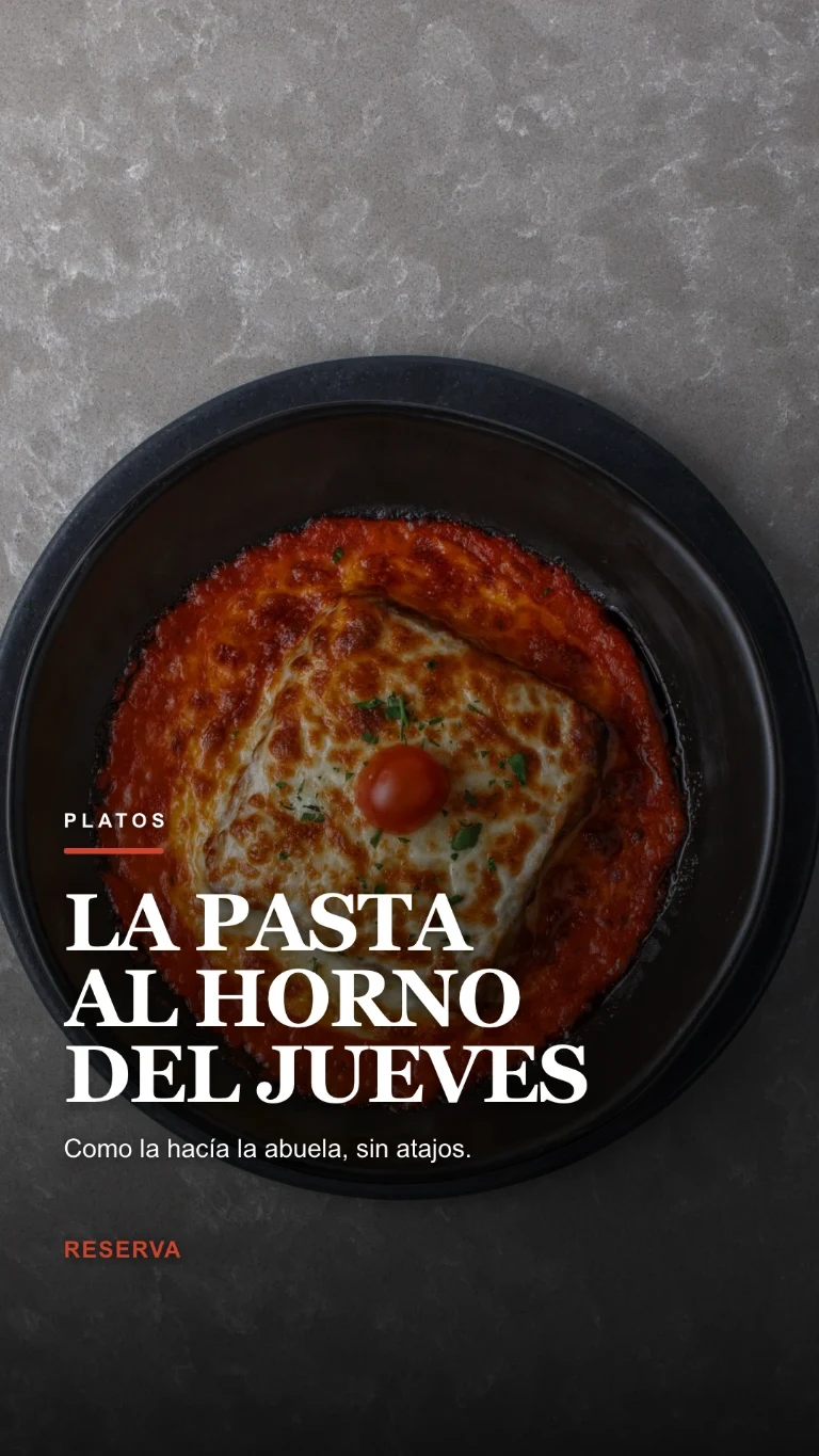 Story vertical sobre el plato del día, con llamada a reservar mesa