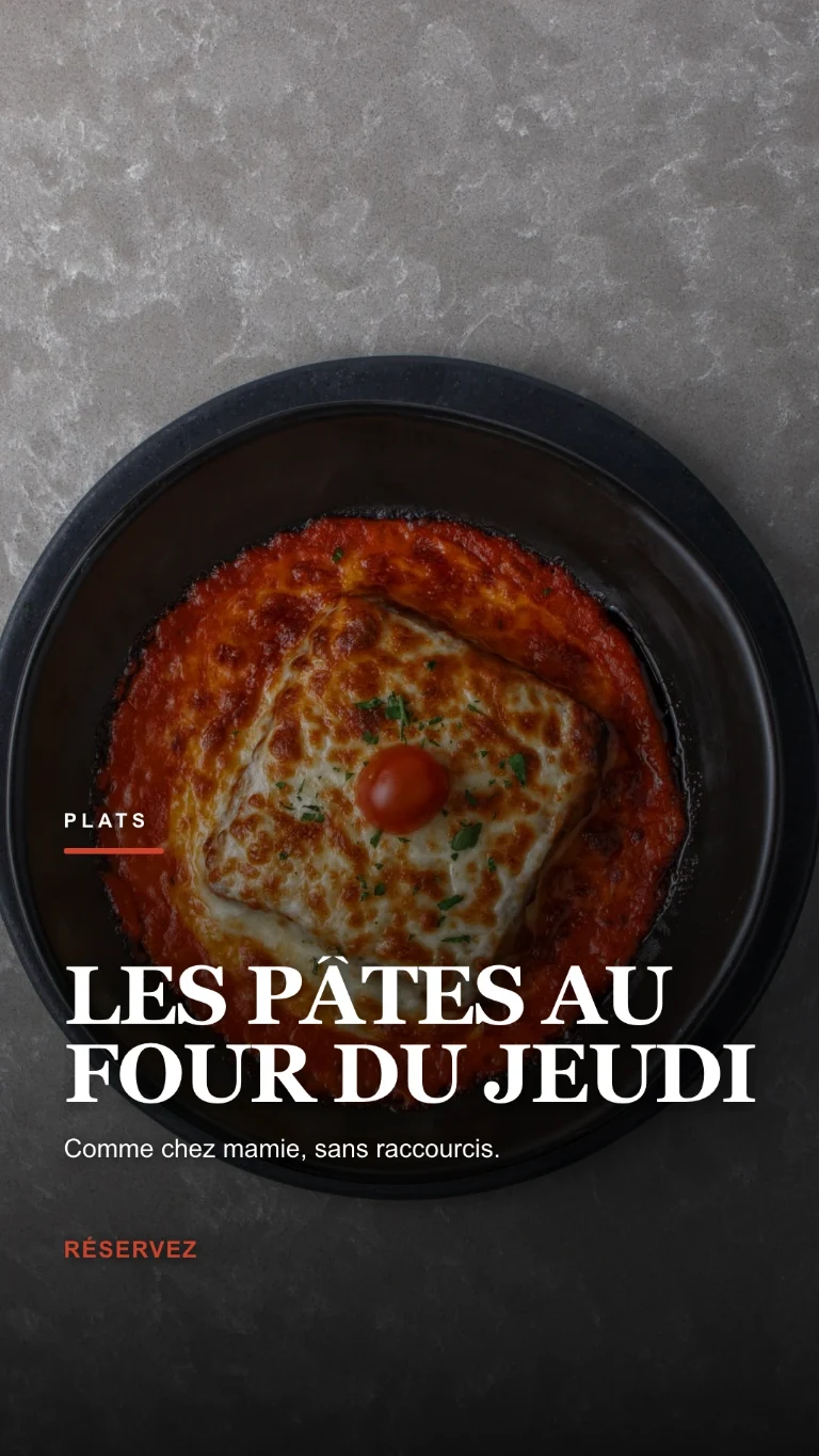 Story verticale sur le plat du jour, avec un appel à réserver une table