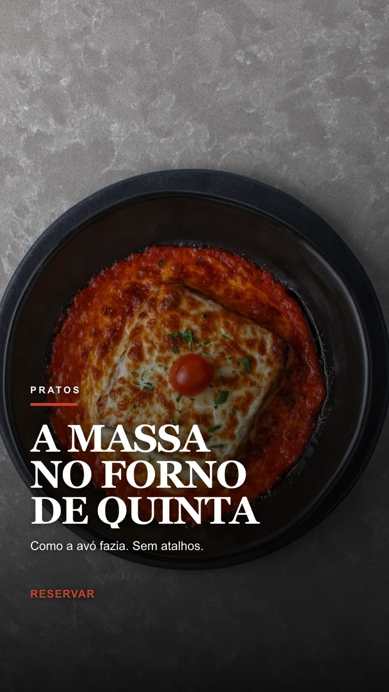 Story vertical sobre o prato do dia, com apelo à reserva de mesa