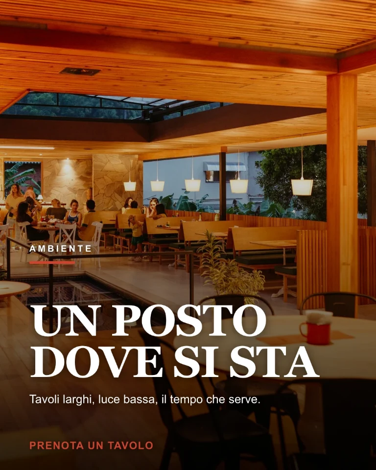 Post sull'ambiente della sala, con invito alla prenotazione