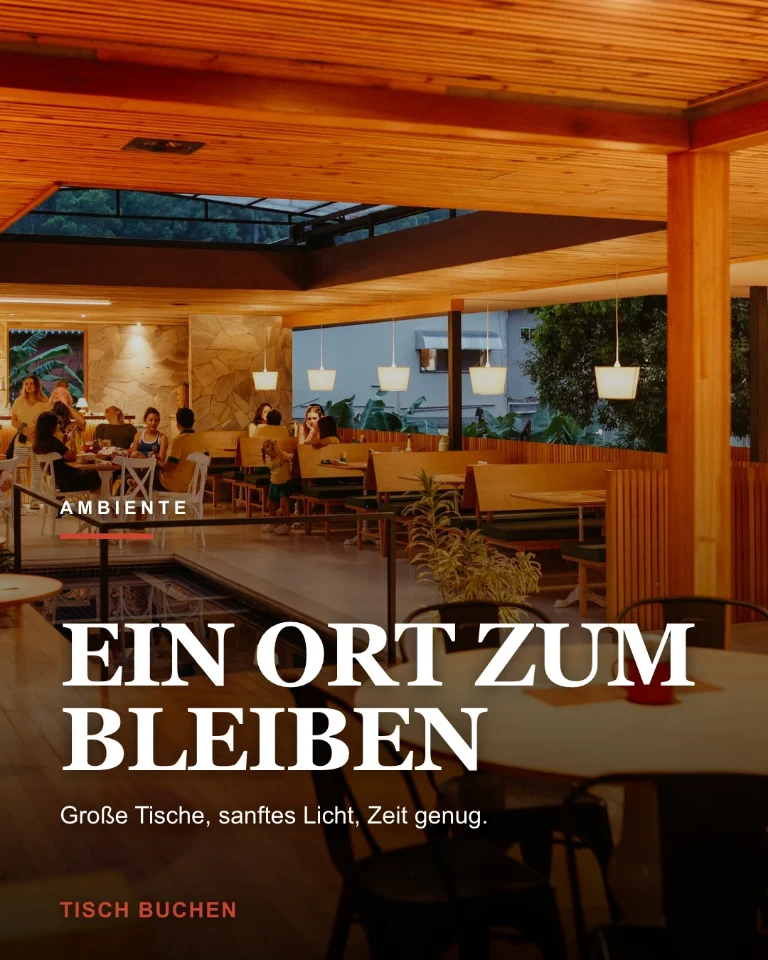 Post über die Atmosphäre im Gastraum, mit Einladung zur Reservierung