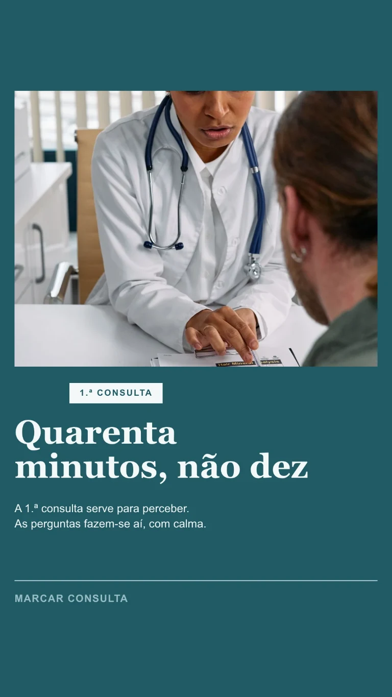 Story vertical sobre como funciona a primeira consulta, com convite à marcação